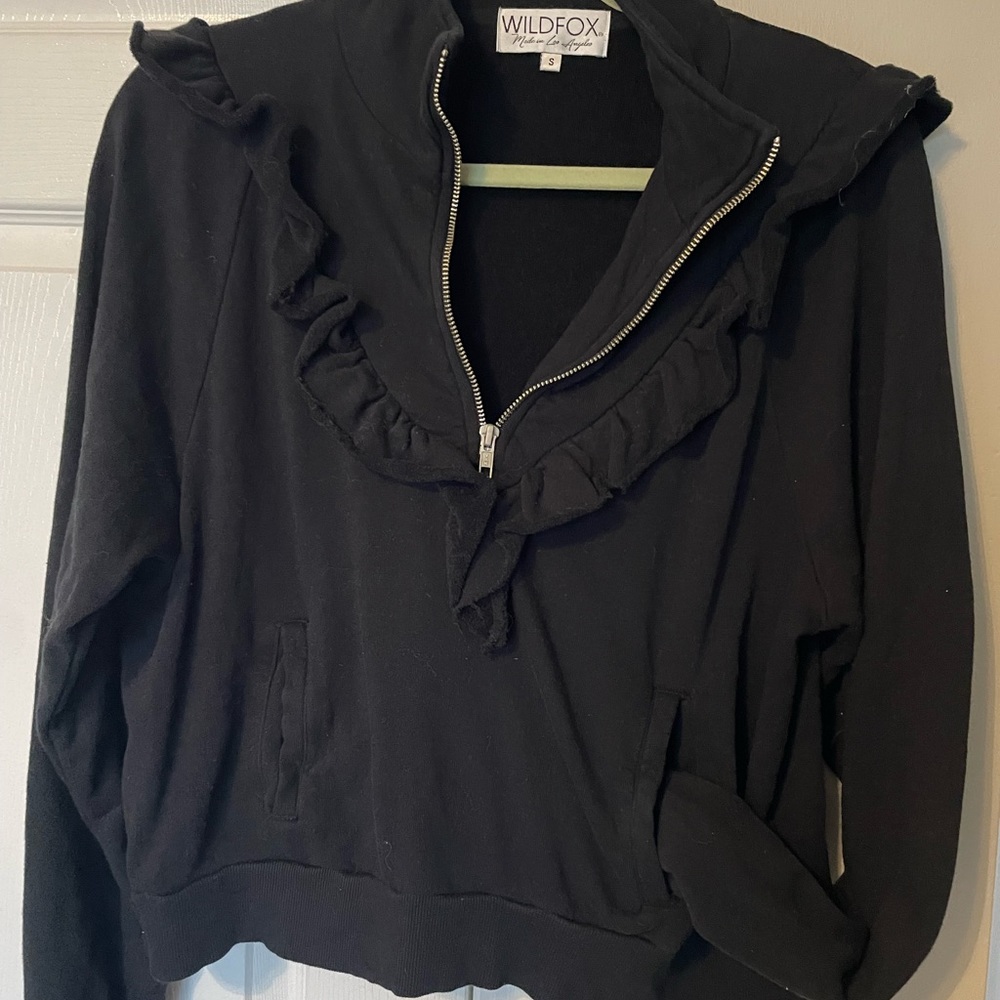 Wildfox black 3/4 zip feminine sweatshirt